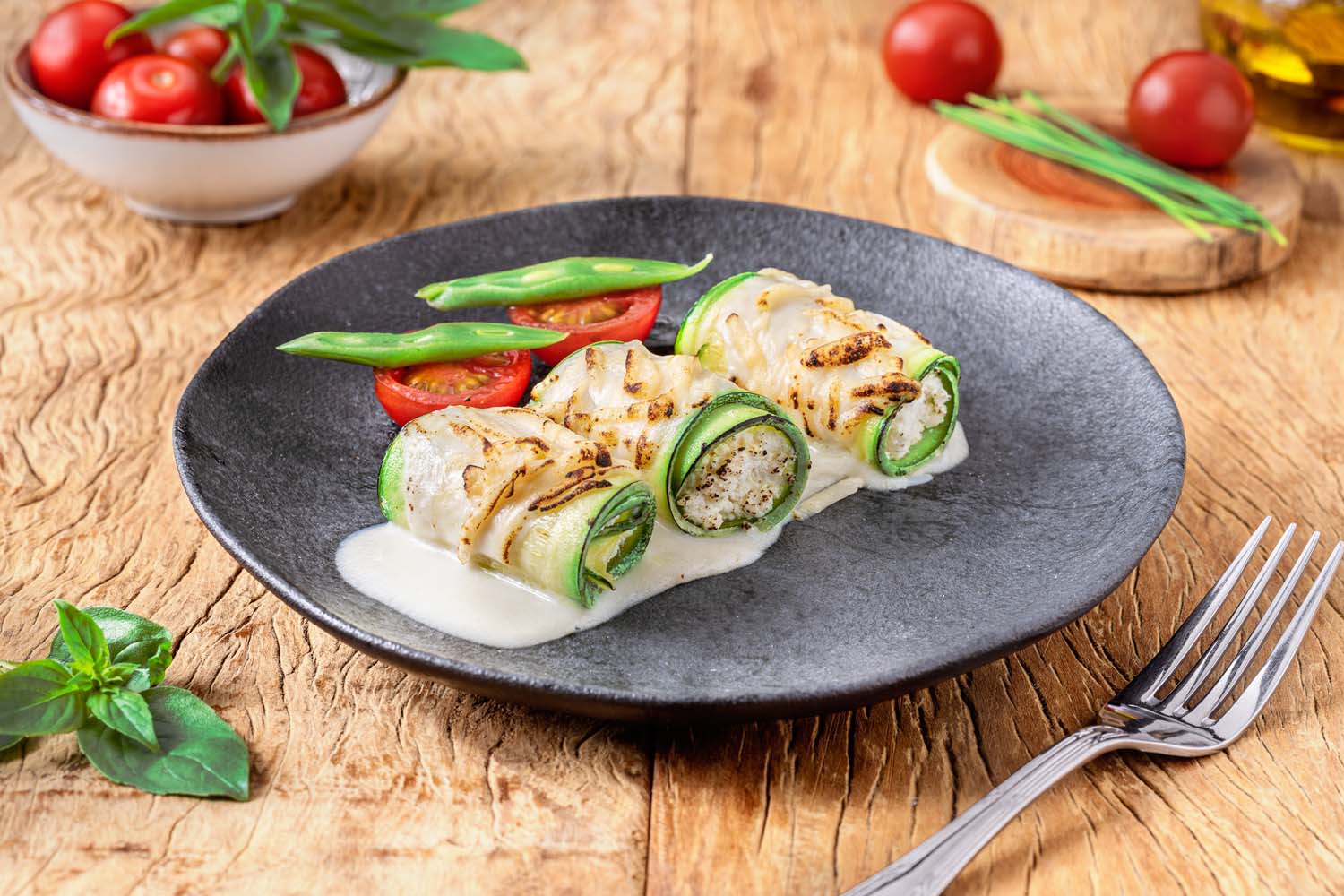 CANELONE DE ABOBRINHA GRATINADO